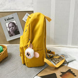 Canvas Backpack for Teenagers Avocado Embroidery School Shoulder Bag