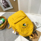 Canvas Backpack for Teenagers Avocado Embroidery School Shoulder Bag