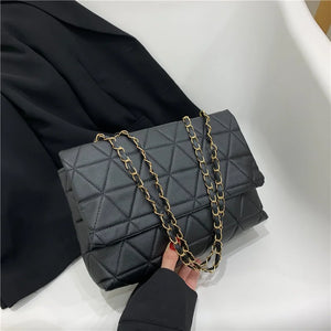 Women's Large Capacity Plaid Shoulder Bag PU Leather Handbag Tote Purse