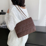 Women's Large Capacity Plaid Shoulder Bag PU Leather Handbag Tote Purse
