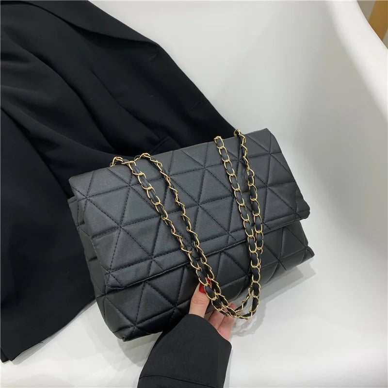 Women's Large Capacity Plaid Shoulder Bag PU Leather Handbag Tote Purse