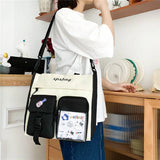 Large Capacity Canvas Crossbody Bag Women College Style