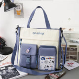 Large Capacity Canvas Crossbody Bag Women College Style