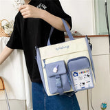 Large Capacity Canvas Crossbody Bag Women College Style