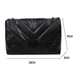 Large Capacity PU Leather Crossbody Bag Lattice Pattern Street Commuter Satchel