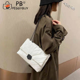 Large Capacity Shoulder Handbag Women Solid PU Leather Crossbody Bag