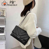 Large Capacity Shoulder Handbag Women Solid PU Leather Crossbody Bag
