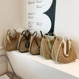 Large Capacity Straw Shoulder Bag for Women Daily Shopping with Zipper