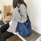 Large Capacity Women Canvas Shopping Bags Ladies Denim Handbags Shoulder Bag