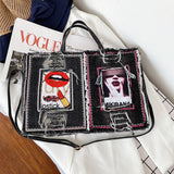 Large Pocket Casual Tote Women's Handbag Shoulder Handbags Denim Leather