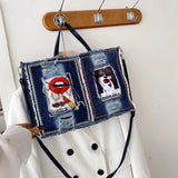 Large Pocket Casual Tote Women's Handbag Shoulder Handbags Denim Leather