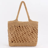 Straw Beach Shoulder Tote Handbag Hollow Out Shopping Bag