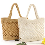 Straw Beach Shoulder Tote Handbag Hollow Out Shopping Bag