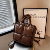 Women's Quilted Tote Handbag Nylon Shoulder Bag Winter Wallet