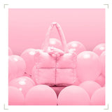 Large Quilted Nylon Tote Handbag Shoulder Bag