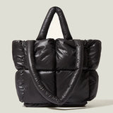 Large Quilted Shoulder Bags Women's Padded Tote Handbags