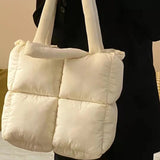 Large Quilted Nylon Tote Handbag Shoulder Bag