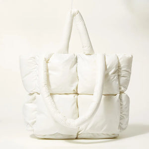 Large Quilted Shoulder Bags Women's Padded Tote Handbags