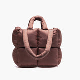 Large Quilted Nylon Tote Handbag Shoulder Bag