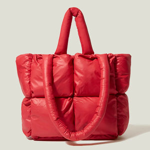 Large Quilted Shoulder Bags Women's Padded Tote Handbags
