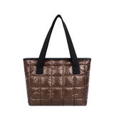 Quilted Nylon Shoulder Bag Padded Handbag Large Tote for Women Winter Purse