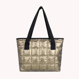 Quilted Nylon Shoulder Bag Padded Handbag Large Tote for Women Winter Purse