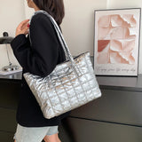 Large Tote Nylon Cotton Padded Handbags Casual Shoulder Bags
