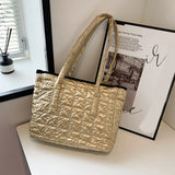 Large Tote Nylon Cotton Padded Handbags Casual Shoulder Bags