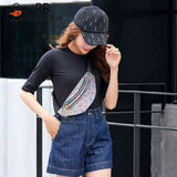 Geometric Pattern Leather Fanny Chest Pack