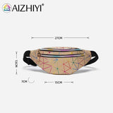 Fanny Chest Pack Geometric Pattern PU Leather Waist Belt Pouch Crossbody Bag