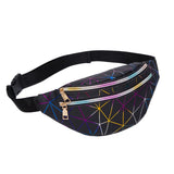 Fanny Chest Pack Geometric Pattern PU Leather Waist Belt Pouch Crossbody Bag