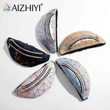 Fanny Chest Pack Geometric Pattern PU Leather Waist Belt Pouch Crossbody Bag