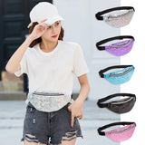 Women PU Leather Waist Bag Sport Casual Chest Phone Pouch Zipper
