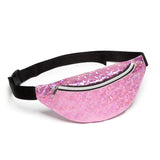 Fanny Waist Bag PVC Leather Sports Casual Chest Phone Pouch Zipper