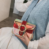 Laser Transparent PVC Jelly Shoulder Bag Beach Crossbody Chain Tote