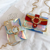 Laser Transparent PVC Jelly Shoulder Bag Beach Crossbody Chain Tote
