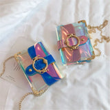 Laser Transparent PVC Jelly Shoulder Bag Beach Crossbody Chain Tote