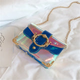 Laser Transparent PVC Jelly Shoulder Bag Beach Crossbody Chain Tote
