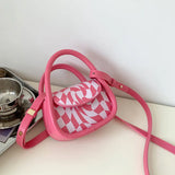 Lattice Mini Crossbody Bag Chest Shoulder Bag PU Leather Women Handbag