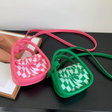 Lattice Mini Crossbody Bag Chest Shoulder Bag PU Leather Women Handbag