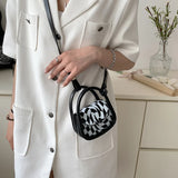 Lattice Mini Crossbody Bag Chest Shoulder Bag PU Leather Women Handbag
