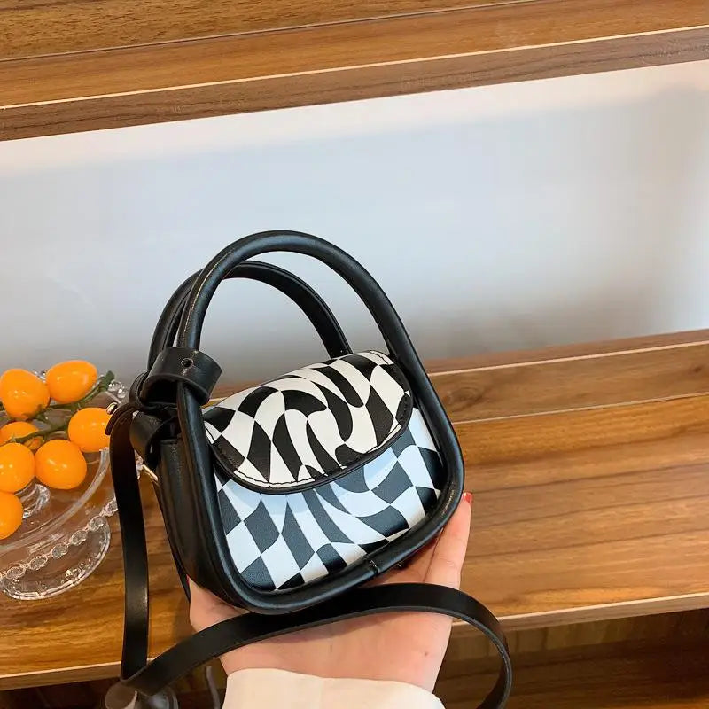 Lattice Mini Crossbody Bag Chest Shoulder Bag PU Leather Women Handbag