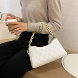 Lattice Pattern Chain Handbag Totes Women PU Leather Shoulder Casual Underarm