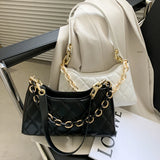 Lattice Pattern Chain Handbag Totes Women PU Leather Shoulder Casual Underarm