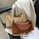 Lattice Pattern Chain Handbag Totes Women PU Leather Shoulder Casual Underarm