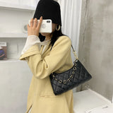 Lattice Pattern Chain Handbag Totes Women PU Leather Shoulder Casual Underarm