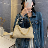 Lattice Pattern Chain Handbag Totes Women PU Leather Shoulder Casual Underarm