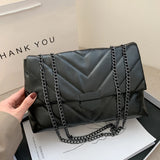 Retro PU Leather Crossbody Bag with Lattice Pattern Chain