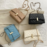 Lattice Pattern PU Leather Messenger Bag Women Solid Casual Purse