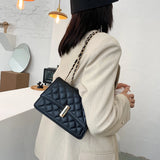 Lattice Pattern PU Leather Messenger Bag Women Solid Casual Purse